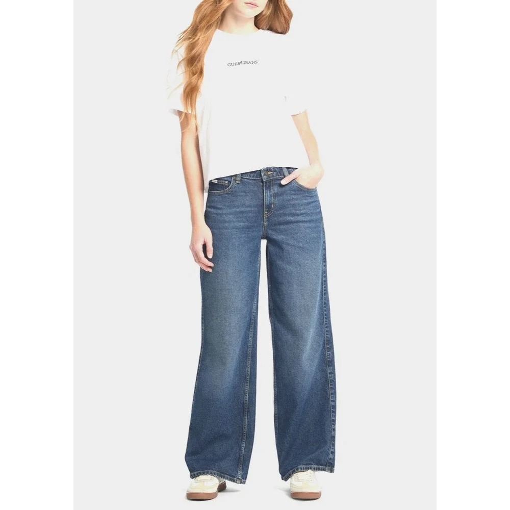 Guess Jeans G11 Womens Wide Leg Jeans Size 26 Blue‎ Medium Wash Casual Everyday